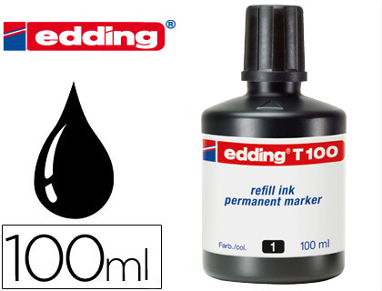 Tinta rotulador edding T-100 negra frasco de 100ml.